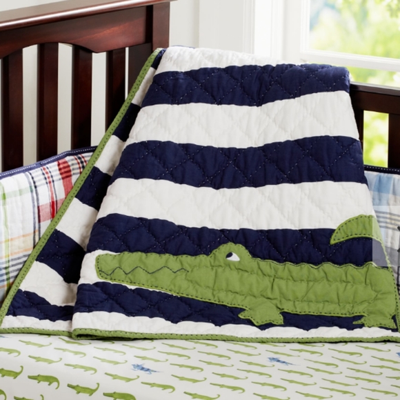 Pottery Barn Kids Alligator Hand-stitched Quilt - Picture 1 of 6